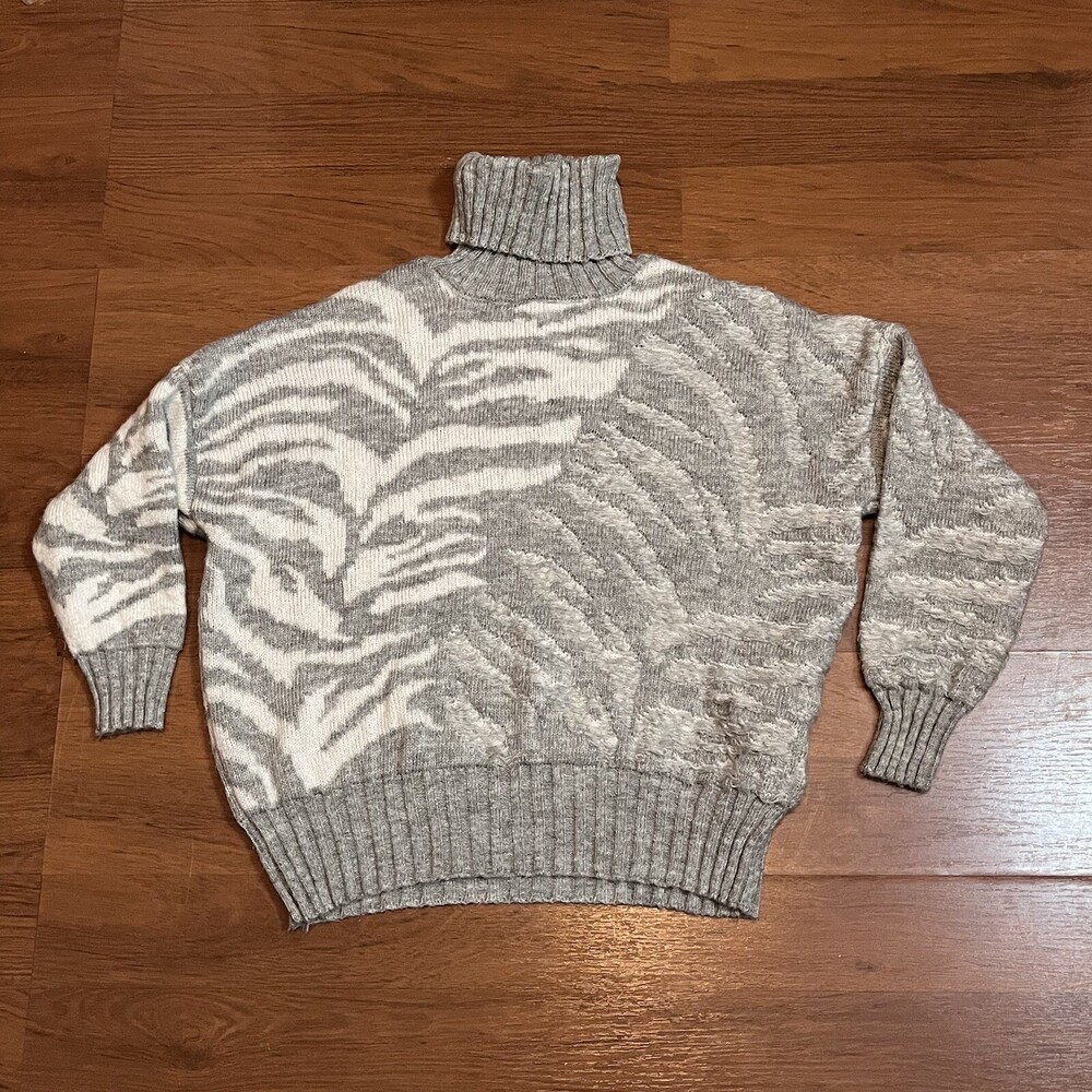 Topshop Womens Crop Turtleneck Sweater Ribbed Marled